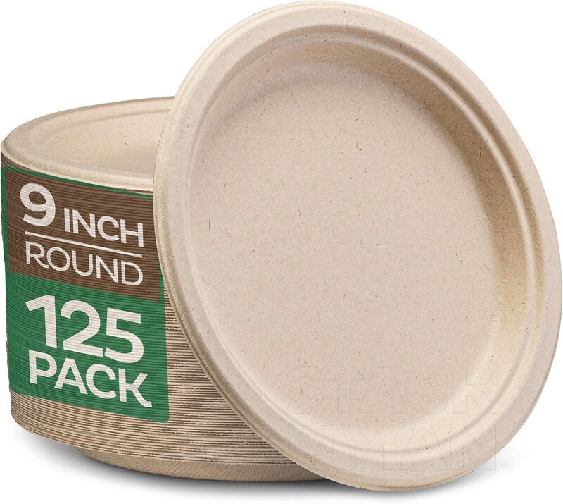 Heavy Duty Disposable Plates [125-Pack] 9 Inch Plates